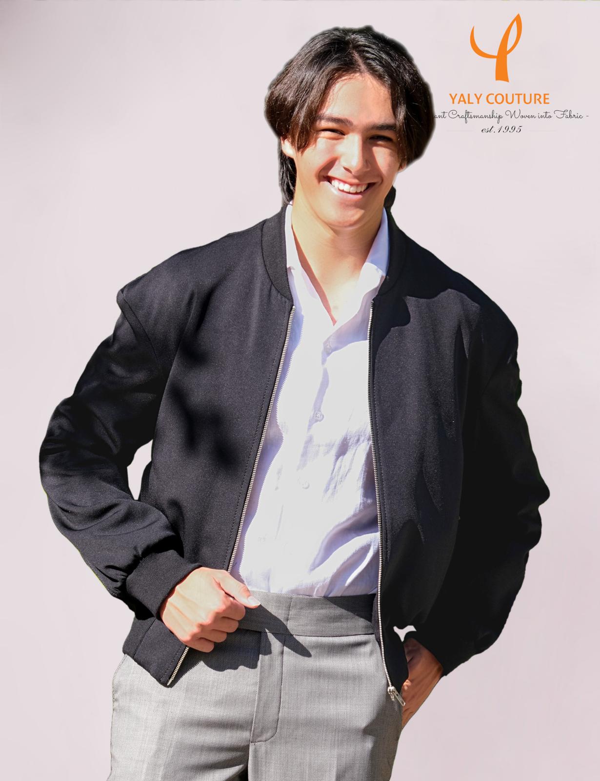 Blue Navy Bomber Jacket | Yaly Couture Bespoke -- Exclusive