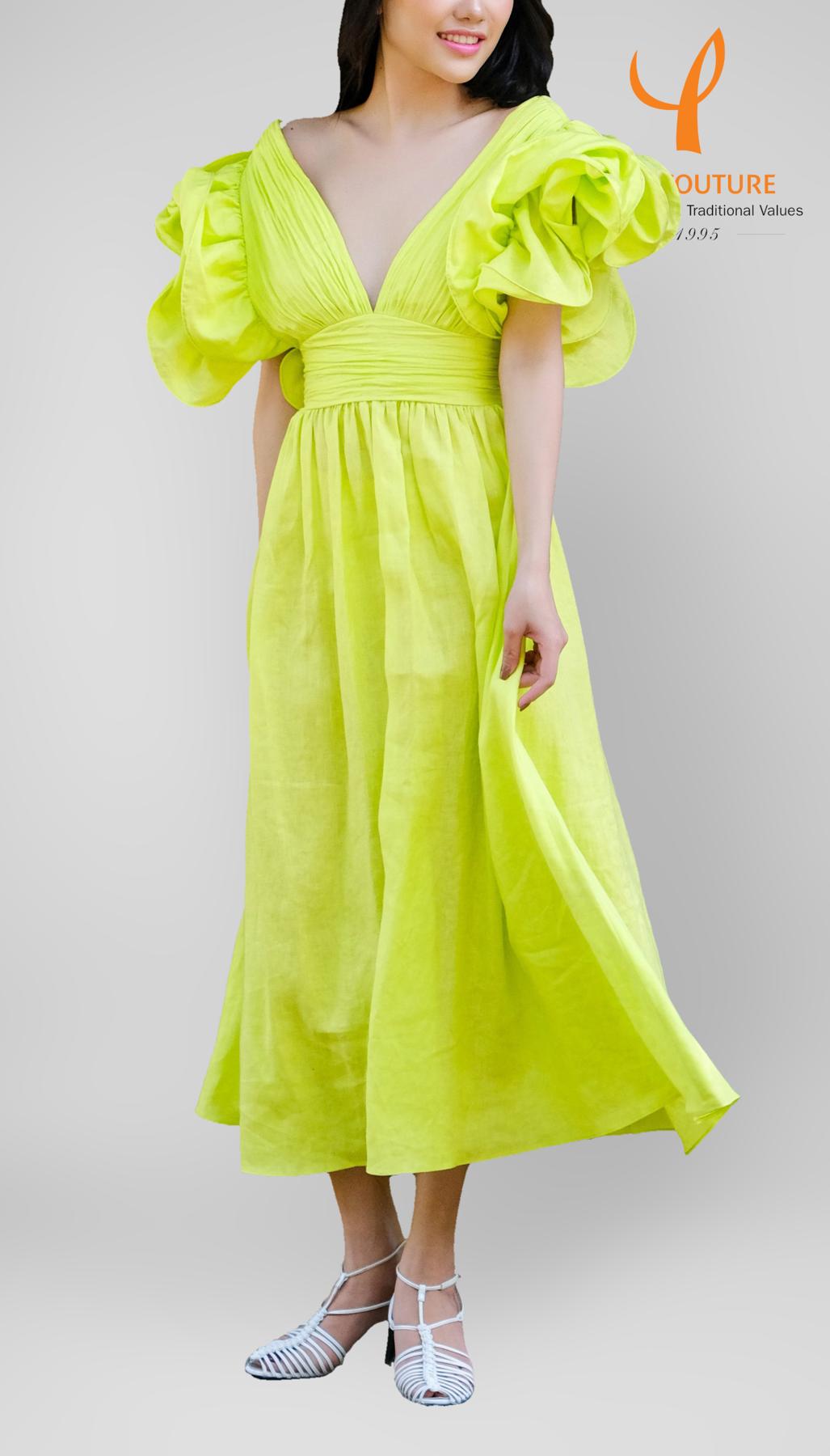 slim fit dress slacks Grace Neon Green Midi Dress main image 0