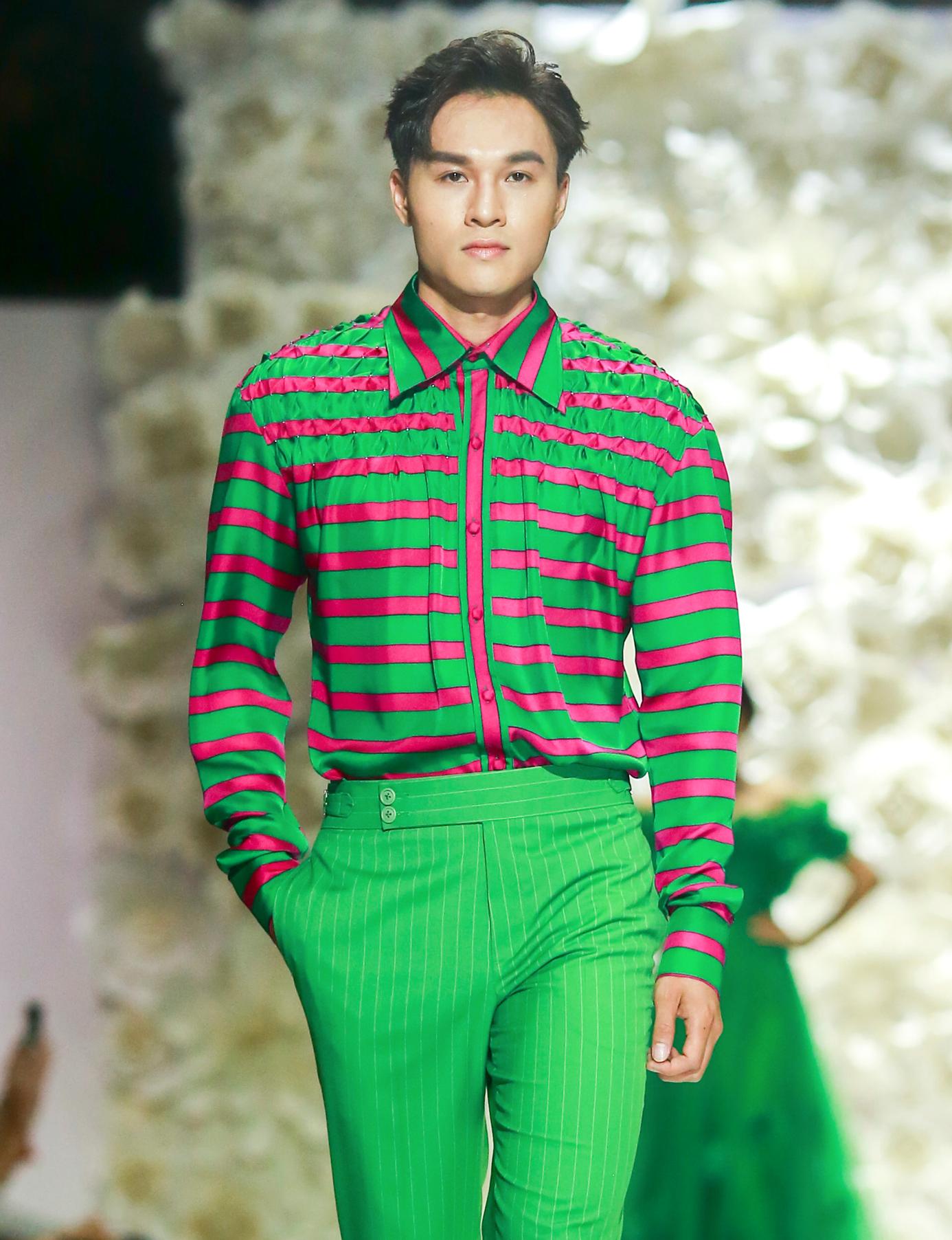 Green & Fushia Silk Graphic Shirt | Yaly Couture Bespoke -- Unique, Dapper  | Yaly Couture
