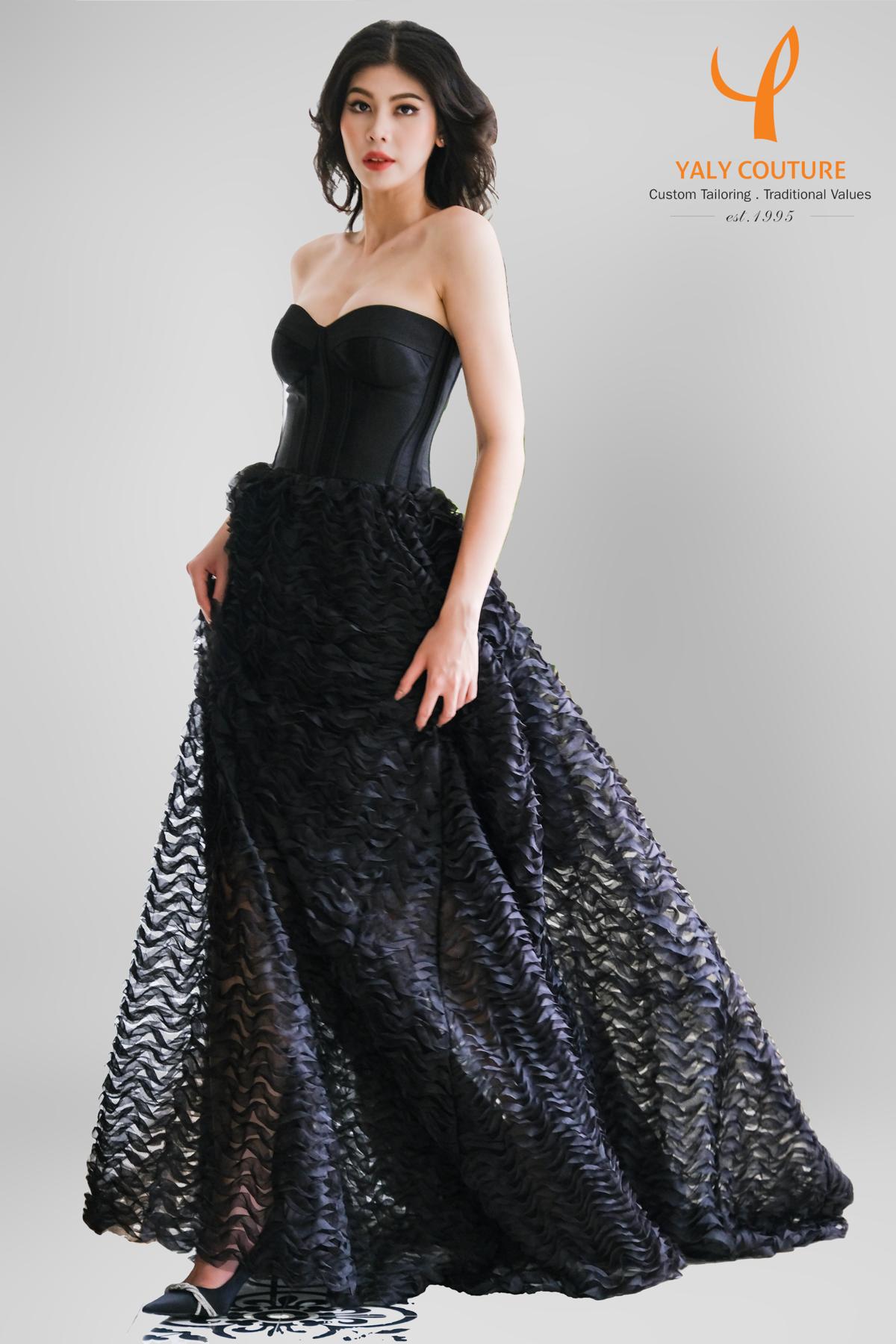 Black Bustier Layers Gown | Yaly Couture Bespoke -- Unique, Stylish | Yaly  Couture