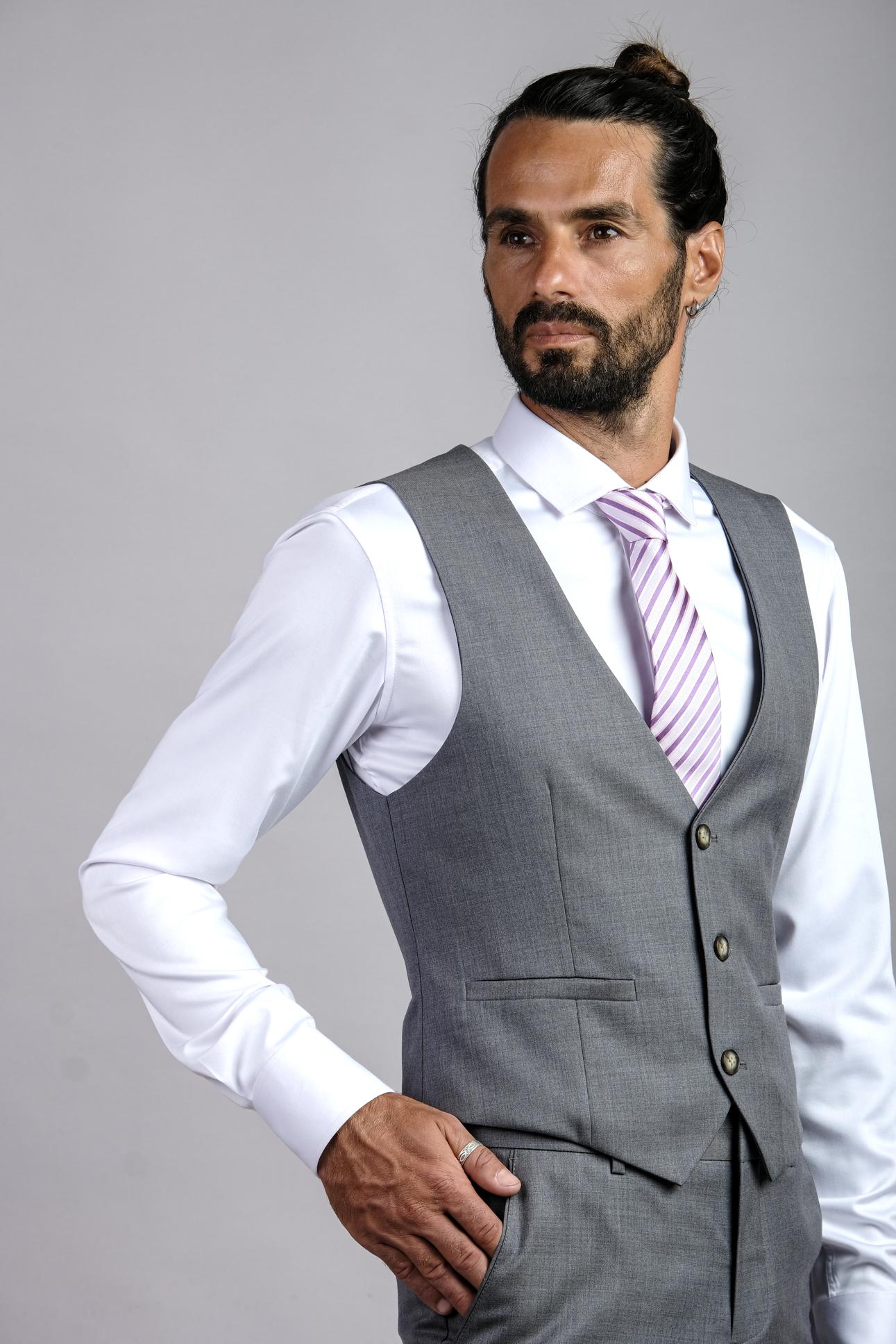 Luxurious Dark Grey Italian Wool Waistcoat Yaly Couture Bespoke Unique Chic Yaly Couture