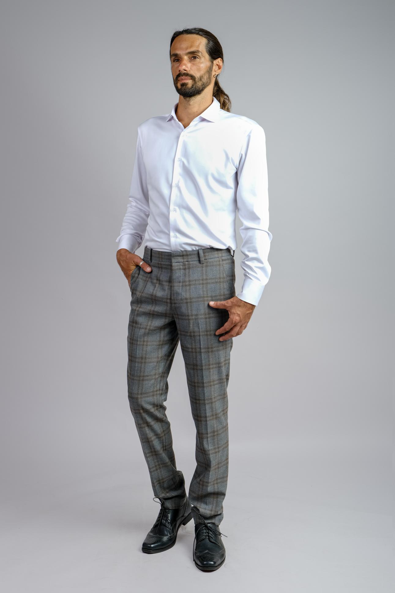 grey checked cigarette trousers Grey Check Italian Wool Trousers | Yaly Couture Bespoke -- Unique, Stylish