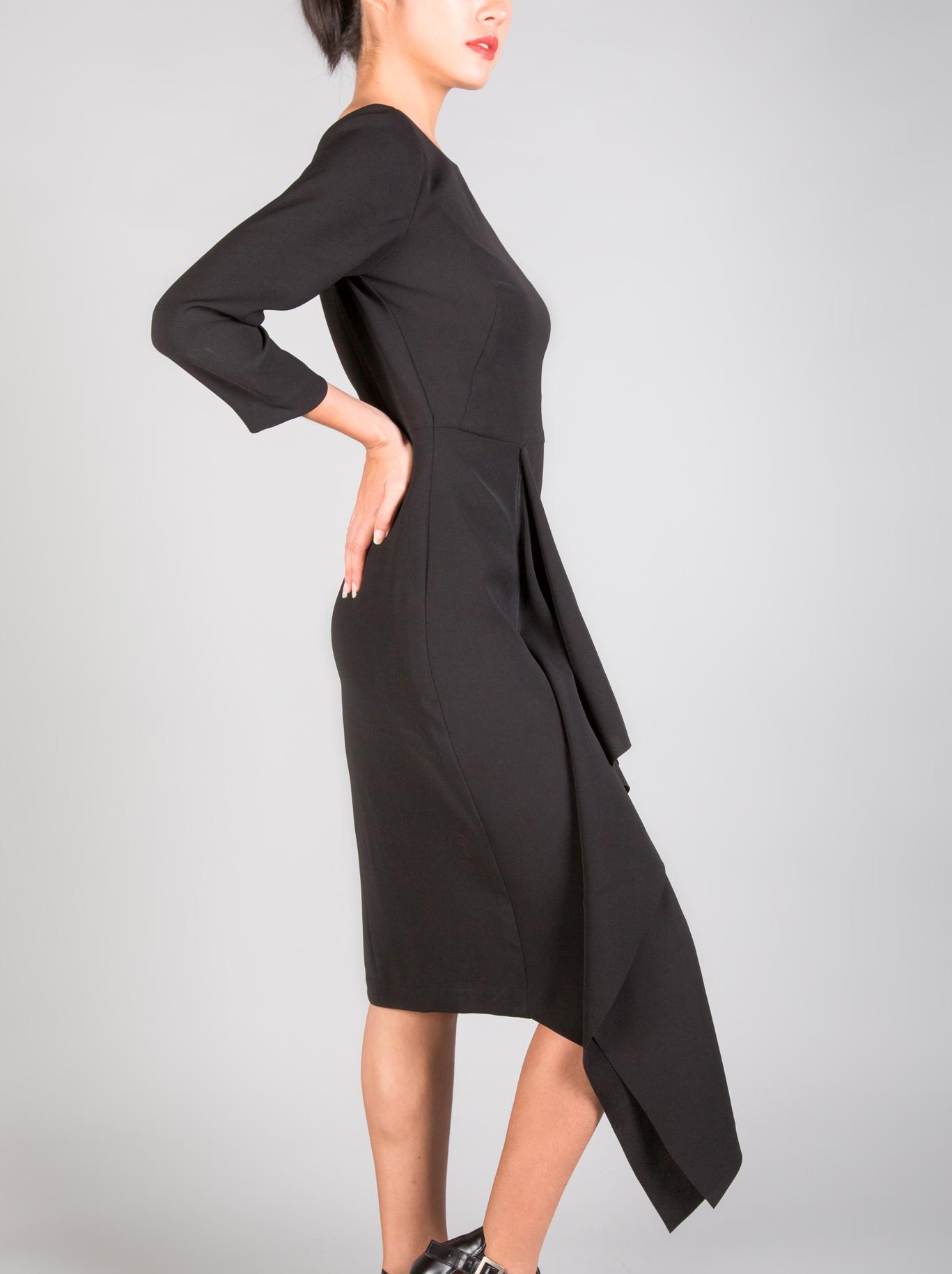 Graceful Ruffles Black Dress | Yaly Couture Bespoke -- Unique, Stylish |  Yaly Couture