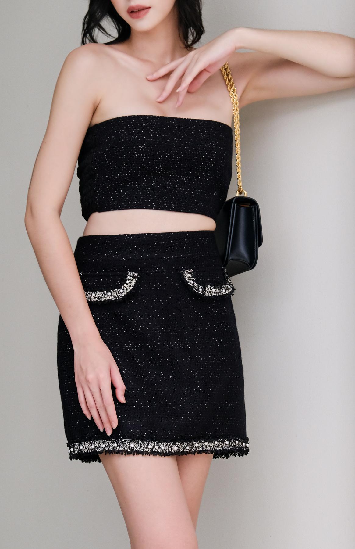 black and white chanel dress Chanel Classic Black & White Boucle Tweed Runway Dress  Classic Coco  Authentic Vintage Luxury