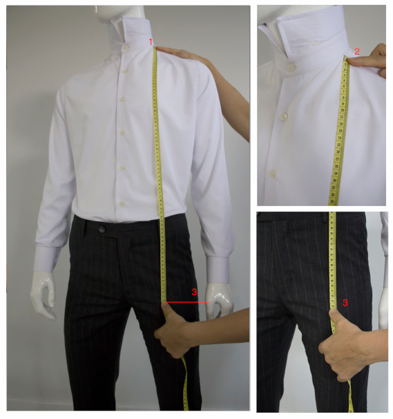 A close-up of a mannequin measuring a shirtDescription automatically generated