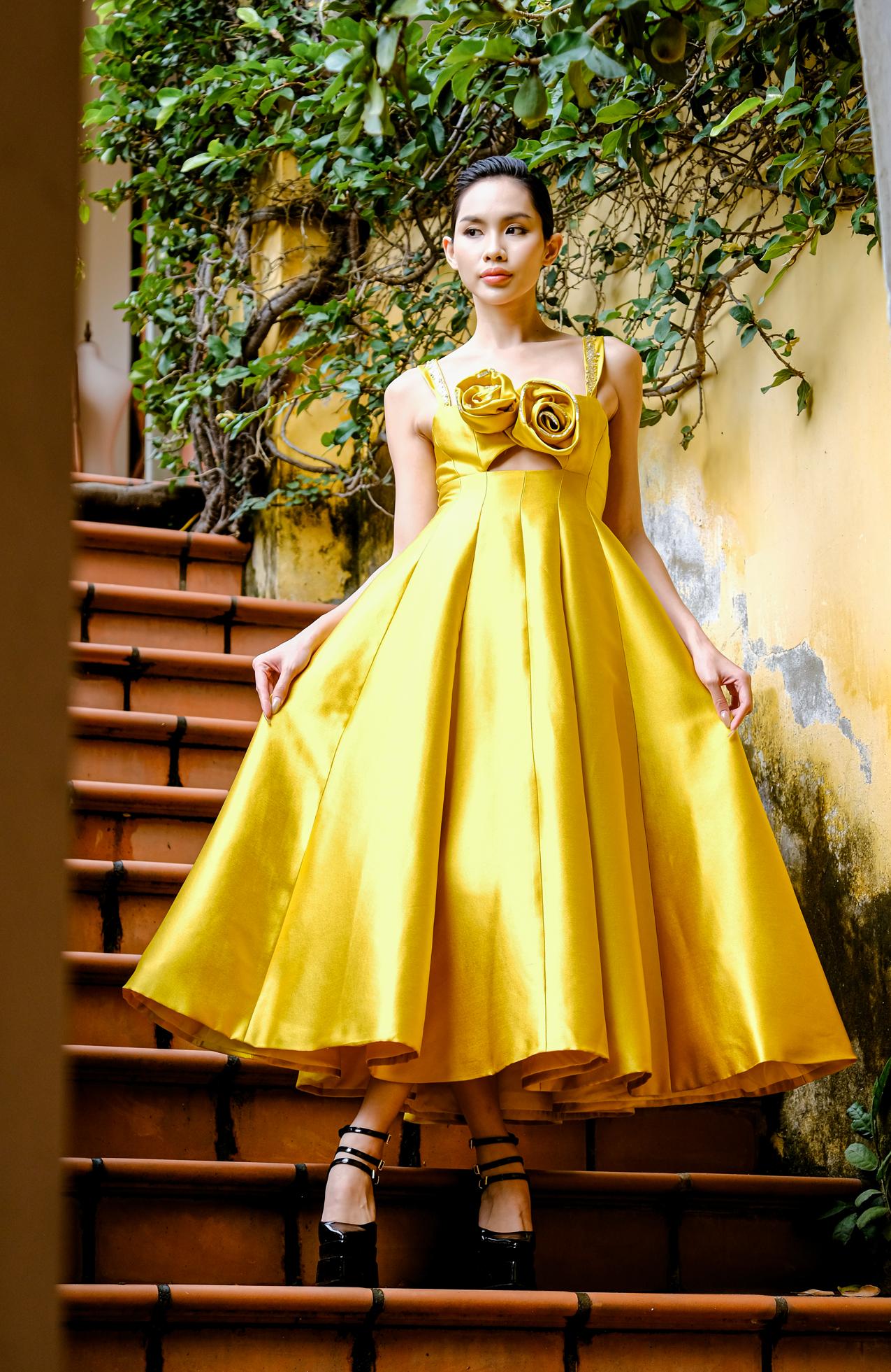yellow dress with cut outs Women's Butter Yellow Asymmetric Cut Out Detail Maxi Dress