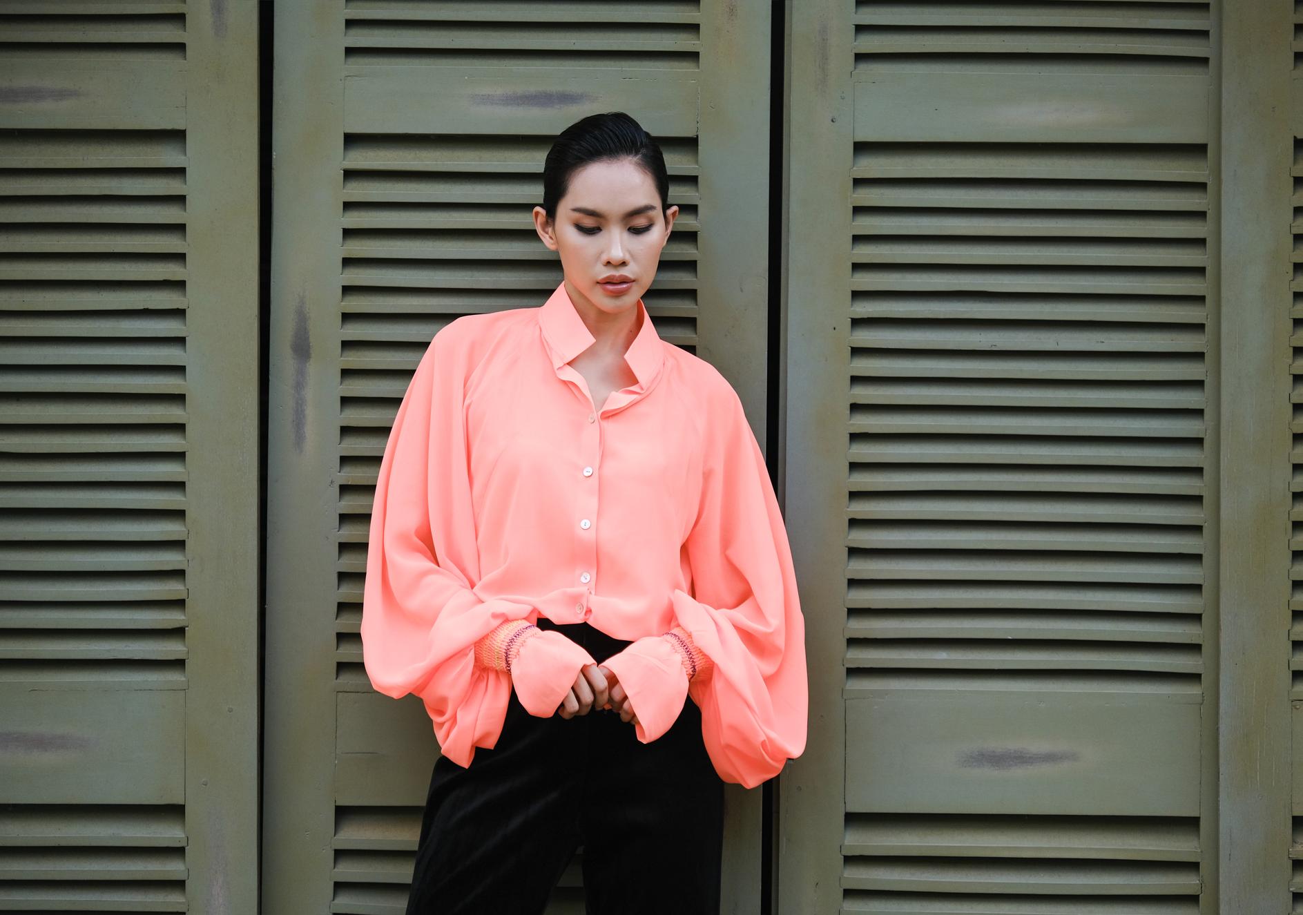 PEACHY PUFF SLEEVE CHIFFON SHIRT - Main Image