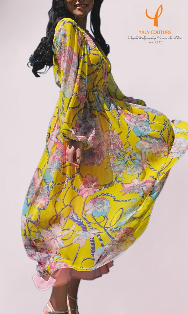 Yellow Floral Maxi Dress | Yaly Couture Bespoke -- Unique, Modern ...