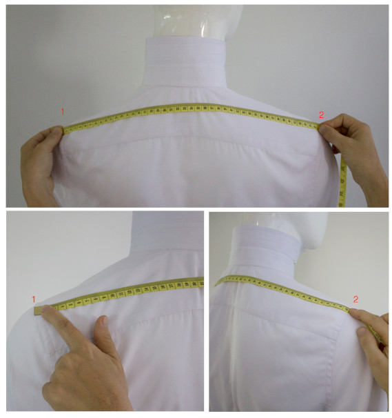 A person measuring a shirtDescription automatically generated